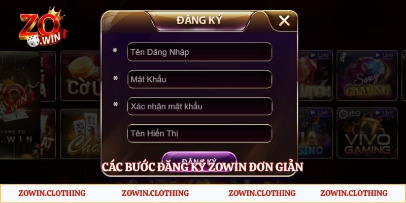 Các bước đăng ký Zowin đơn giản