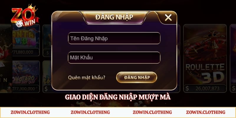 Giao diện đăng nhập mượt mà